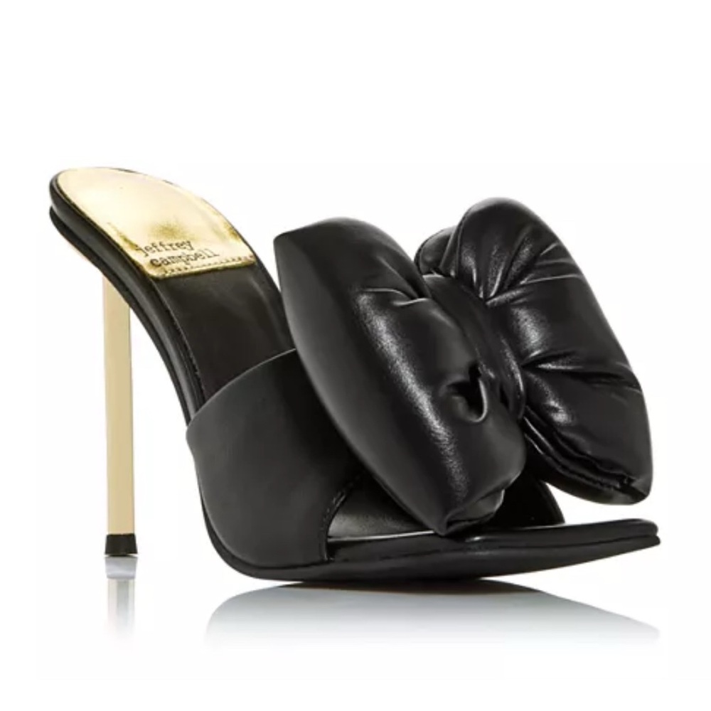 Jeffrey Campbell Elegant Black Bow Slides